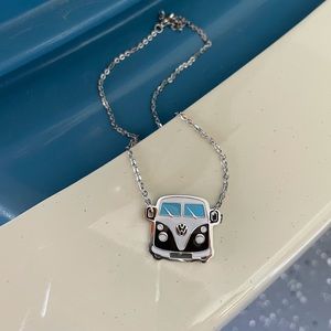 Black VW Bus Necklace, Hippie Van Necklace